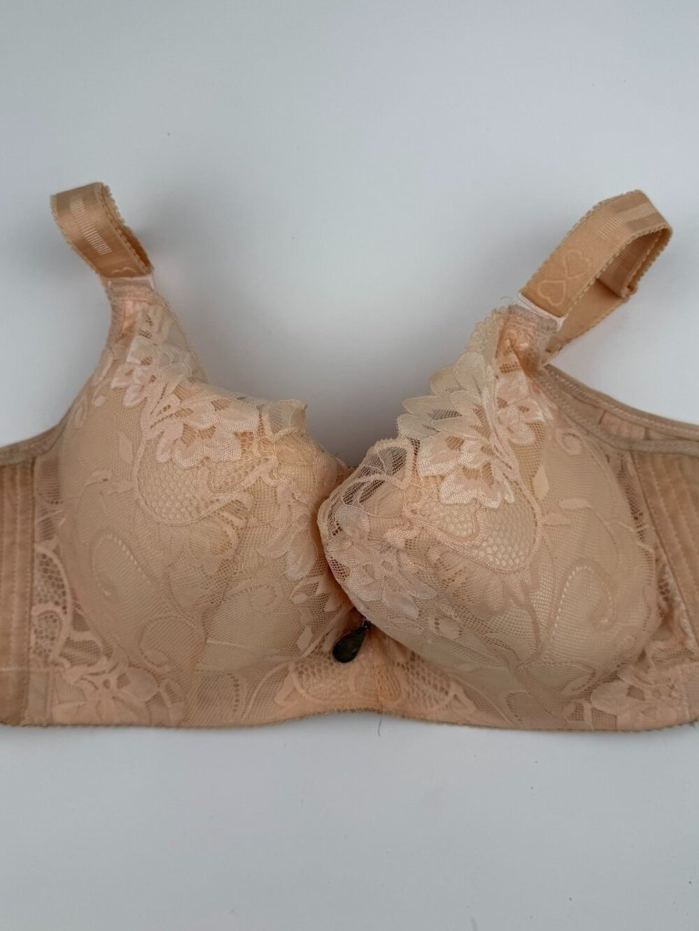 Plus Size Beige Floral Lace Push Up Bra Size 46 105 Adjustable Straps